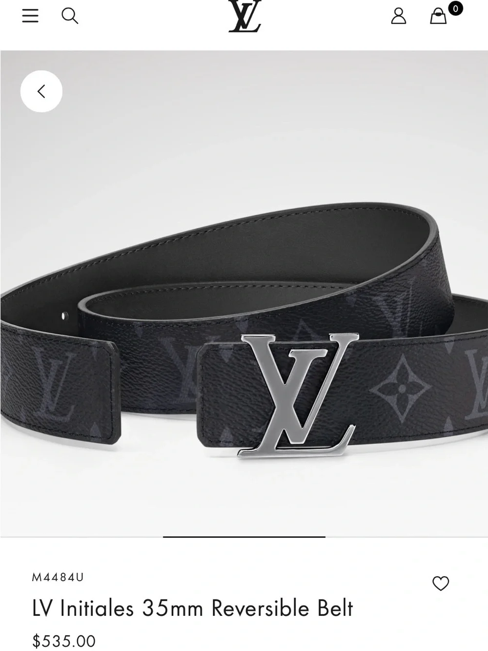Louis Vuitton Monogram Eclipse Reversible Belt with Silver LV Buckle w dustbag